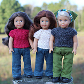 The grey tee has the sleeves bound off with a smaller needle, size 1.