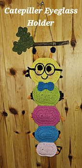 Caterpillar Eyeglass crochet pattern, holds 5 pair of glasses