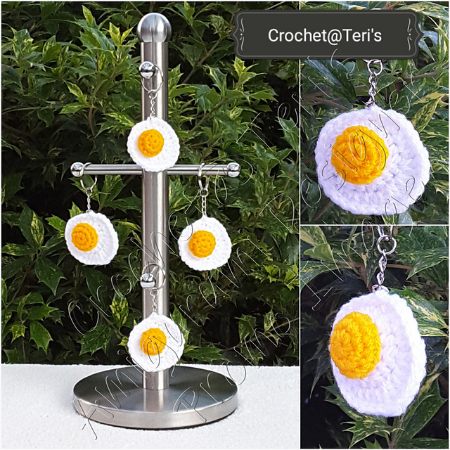 Ravelry Fried Egg Keychain pattern by Crochet at Teri's
