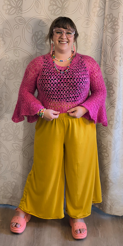 Shelby's crocheted size 3 with Suri Silk 1 ply yarn.