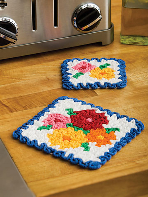 May Flowers Hot Pad & Coaster Set