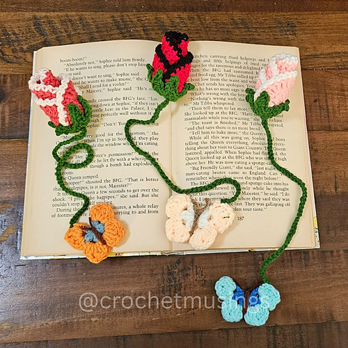 Rosebud And Butterfly Bookmark