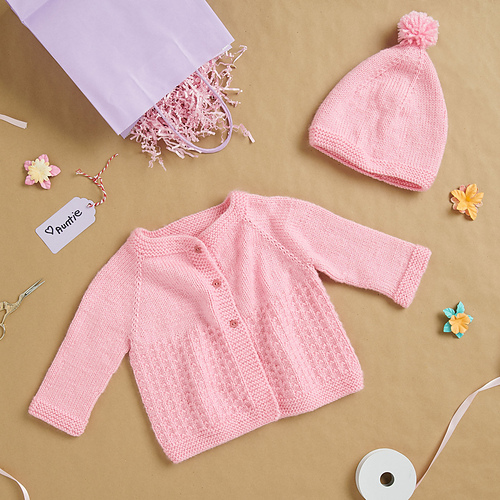 Yoke Baby Cardigan and Hat photo 2