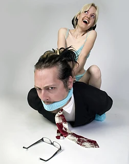 Naughty Needles Outtakes: Baby Blue Ball Gag