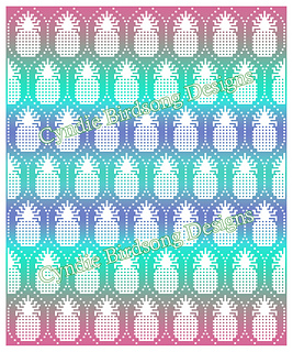mockup of what an ombre yarn might look like for the background with a solid color for the pineapples.