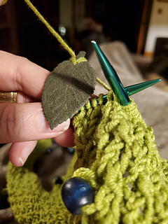 Leaves are already attached to yarn