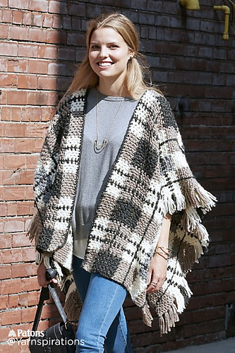Plaid Blanket Crochet Poncho photo 1