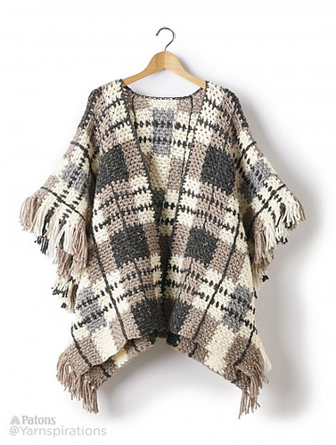 Plaid Blanket Crochet Poncho photo 2