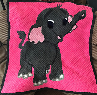 Crochet Patterns BABY GIRL ELEPHANT Graph//Chart Afghan PATTERN