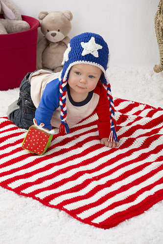 Patriotic Stripes Blanket & hat photo 1