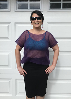 Size 4 - 11” of ease; knit 2” shorter than pattern