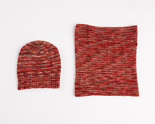Caldera Hat & Cowl, knit in Smooshy Cahsmere, color Ruby Dusk