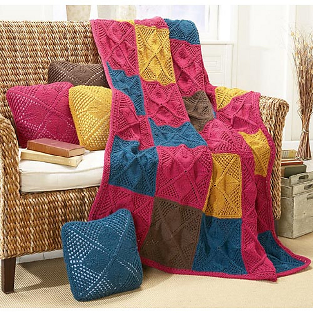 Ravelry Country Counterpane Throw & Pillows pattern by Edie Eckman