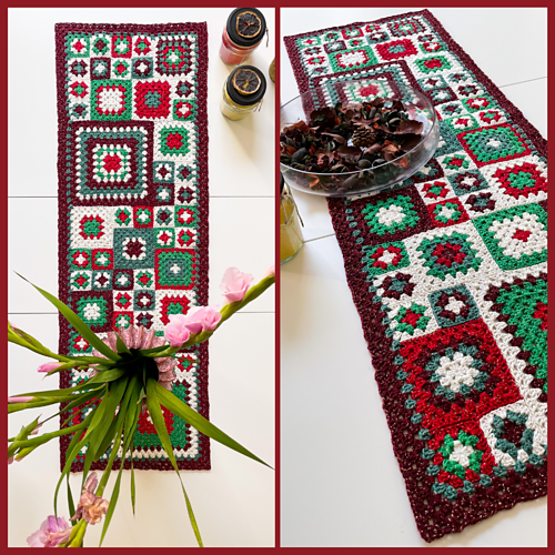 Granny Square Bordløper - Eleonora Cugini (Elendipity)