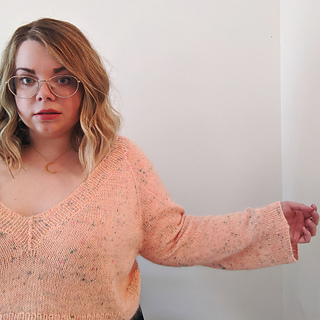 53.5" sweater on 48" bust (5.5" positive ease)