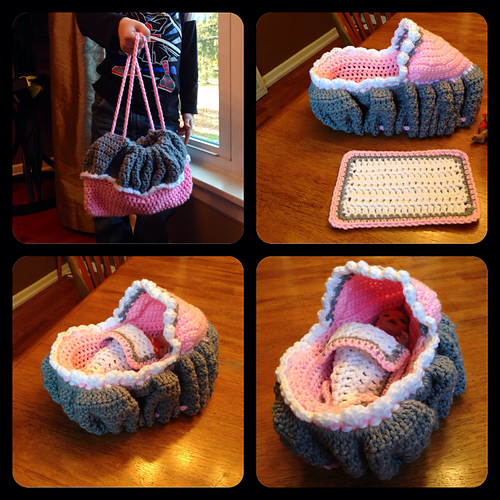 Ravelry Crochet Doll Cradle Purse pattern by Crochet with Clare