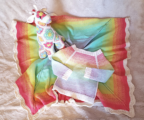 トップス amuamu rainbow see-through knit Multicolor Striped