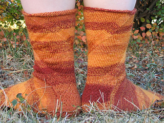 Back View of Double Spiraling Tall Tibetan Flame Socks