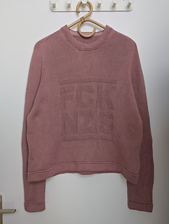 sweater made by @ owlism knits (vegan yarn)