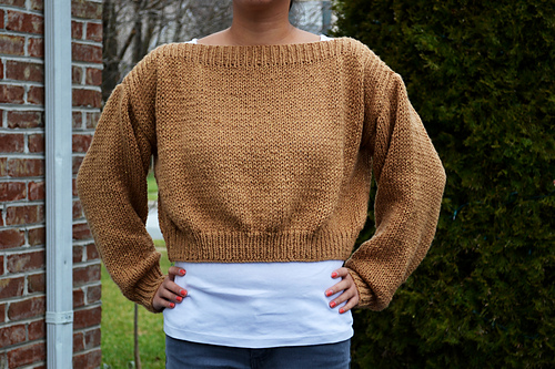 Cropped Boatneck Sweater - GirlMeetsYarn