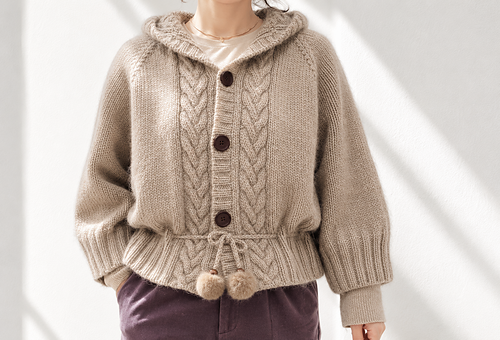 Hooded Cable Cardigan