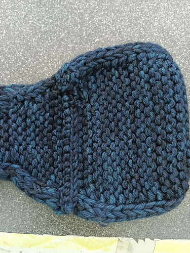 wrong side of Simple Ear Warmer at the graft