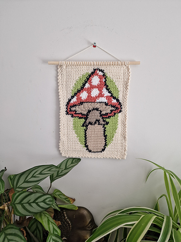 Whimsical Crochet Mushroom Tapestry