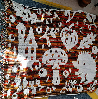 work in progress, using variegated yarn