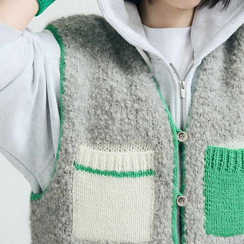 Store Fuglevest - grey level knitter