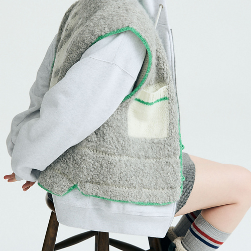 Store Fuglevest - grey level knitter