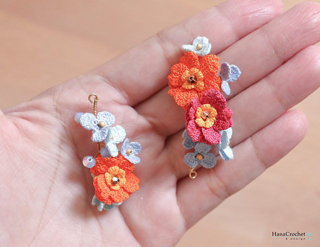floral crochet earrings with beads