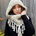hooded cowl with fringe pattern 