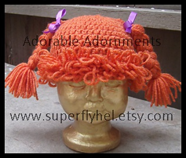 Ravelry Pigtail Kids Wig Hat pattern by Helen Young