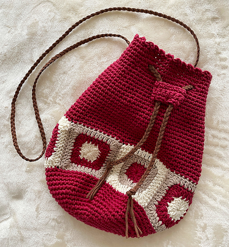 Granny Square Drawstring Bag