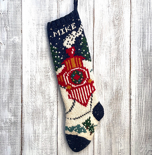 Snow Train Christmas Stocking