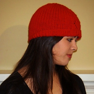 Ribbed Heart Hat in Brown Sheep's Lambs Pride.