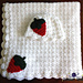 Strawberries and Cream Baby Blanket and Hat Set pattern 