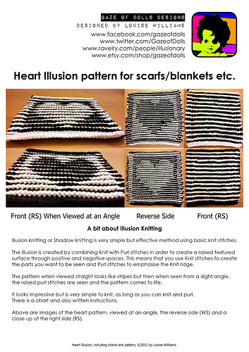 Black & White Valentine Heart Illusion Knitting photo 1