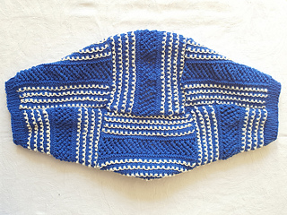Blue and white knitted shrug