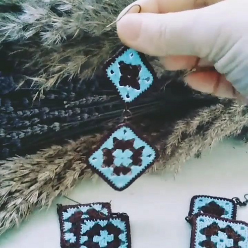 Earrings Boho Granny Square photo 3