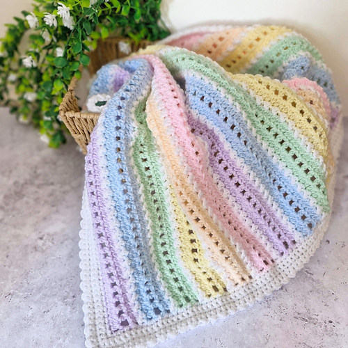 Rainbow Baby Striped Blanket