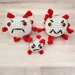 Find a free pattern for the Coronavirus keychain in my Ravelry store.