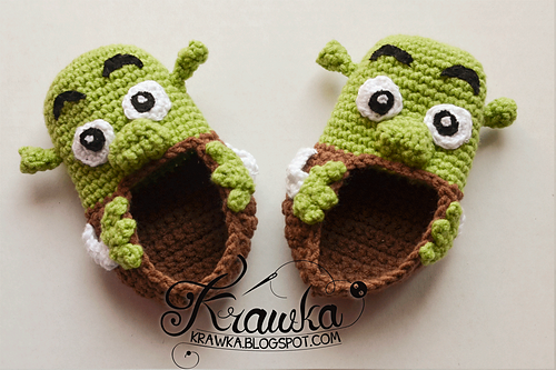 Ravelry: Shrek Baby Booties pattern by Kamila Krawka Krawczyk
