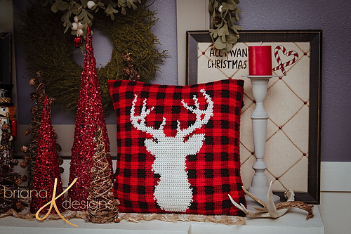 Farmhouse Plaid Deer Pillow Cover photo 8