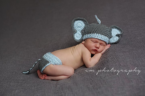 Elephant Hat and Diaper Cover for Boy or Girl photo 1