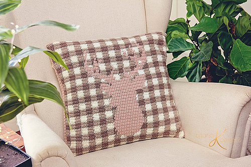 Farmhouse Plaid Deer Pillow Cover photo 6