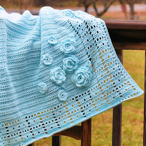 Blue Roses Baby Blanket photo 4