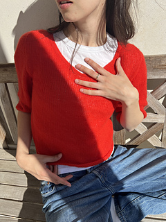 3/4 sleeve v-neck in Cardiff Prime held double
