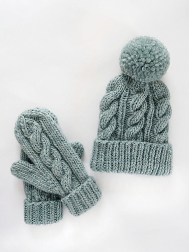 Classic Cabled Hat and Mittens photo 8