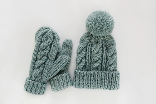 Classic Cabled Hat and Mittens photo 5